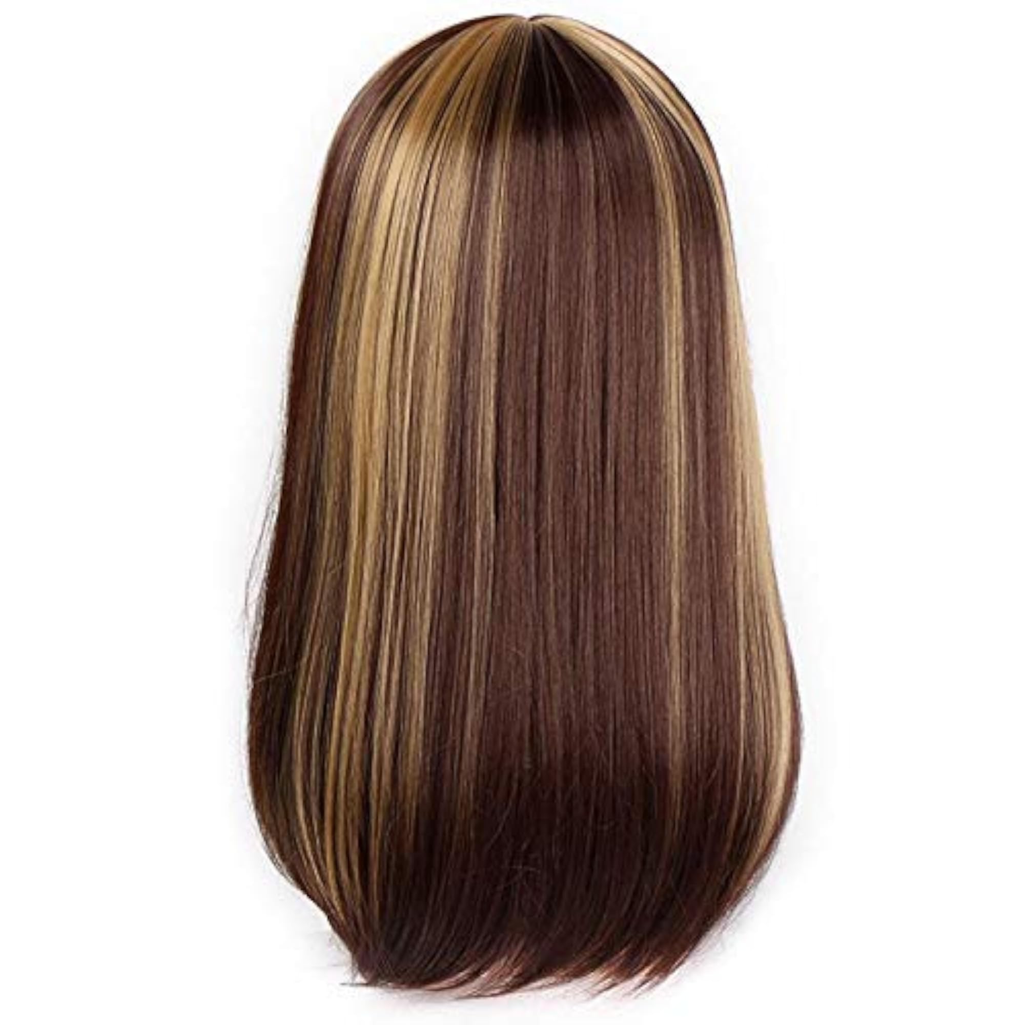 Women's Long Synthetic Wig with Golden Highlights
